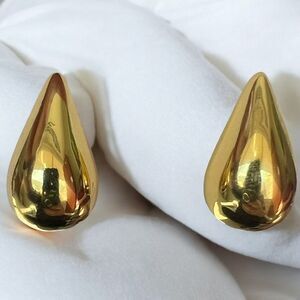 14k Gold Plated Chunky‎ Lightweight Teardrop Earrings